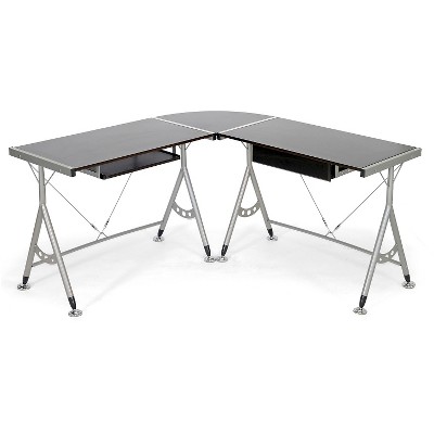 Elburn L-Shaped Modern Computer Desk Dark Brown - Baxton Studio