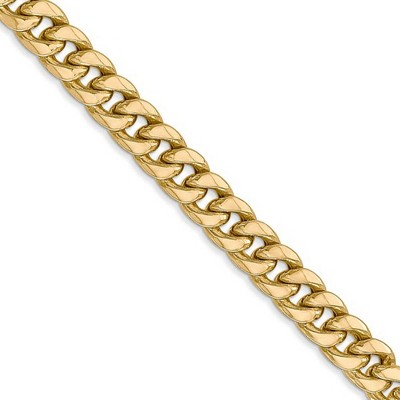 Black Bow Jewelry Men's 6mm 14k Yellow Gold Hollow Cuban Curb Chain Necklace