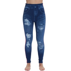 Just Love Women's Denim Wash Leggings - Stretchy and Comfortable Skinny Pants - 1 of 3