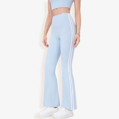 Anna-Kaci Active Women's High Waist Flare Legging Pants with Side Stripes