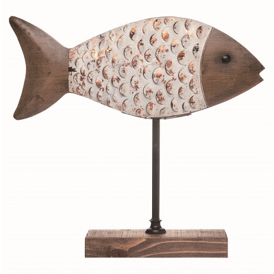 Transpac Wood 19.75 in. Multicolor Spring Fish Decor