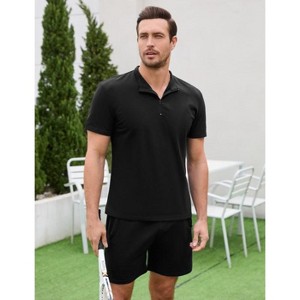 WhizMax Men's Polo Shirt and Shorts Set Short Sleeve Zip 2 Pieces Outfits Summer Suit Casual Athletic Tracksuit - 1 of 1