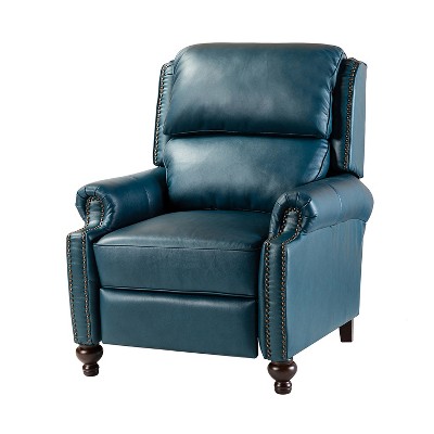 Elisabete Modern Wingback Genuine Leather Recliner with Vintage Nail Head Trim for Living Room and Bedroom  | ARTFUL LIVING DESIGN