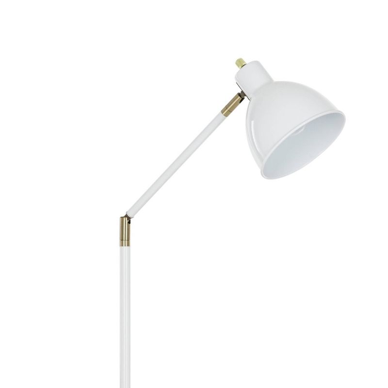 54.5&#34; Mid-Century and Antique Brass Adjustable Metal Floor Lamp White - Cresswell Lighting, 4 of 7