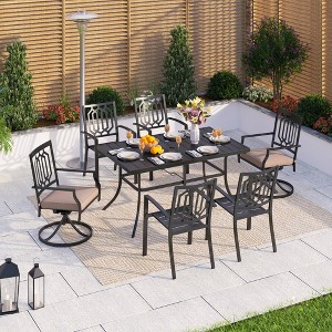 Captiva Designs 7pc Patio Dining Set with Slat-top Rectangle Steel Table & Metal Chairs - 1 of 4