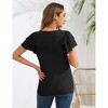 Coolmee Women's Maternity Shirts Nursing Tops Flying Short Sleeve Breastfeeding Tees Lightweight Side Ruched Pregnancy Clothes L Black - 3 of 4