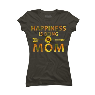 Junior's Design By Humans Happiness is Being a Mom Sunflower Arrow By shirtpublic T-Shirt