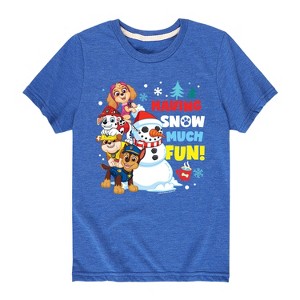 Boys' - Paw Patrol - Skye Marshall Chase Rubble Having Snow Much Fun Short Sleeve Graphic T-Shirt - 1 of 4