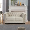 Linen Chesterfield Loveseat for Living Room Rolled Arm Couch with Button Tufted and Nailhead Trim -Morden Fort - image 3 of 4