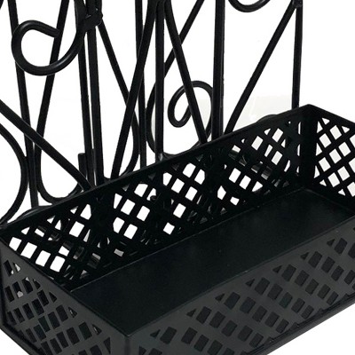 Black Metal Intricate Design Salt Pepper and Napkin Holder