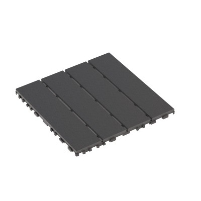 Chic Crate-Interlocking Plastic Deck Tiles – 44 Pack 12In Waterproof Patio Tiles, Balcony Poolside Multi-Use, DARK Grey