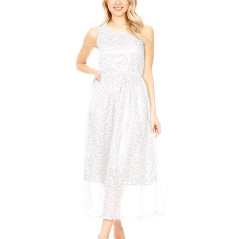 Anna-Kaci Women's Charming Lace Floral Cocktail Dress- Medium ,White - image 1 of 4