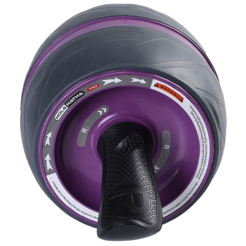 HolaHatha Portable Exercise Abdominal Core Building Workout Stainless Steel Non Slip Ab Roller Wheel with Knee Pad for Home Gym Fitness, Purple, 2 of 8
