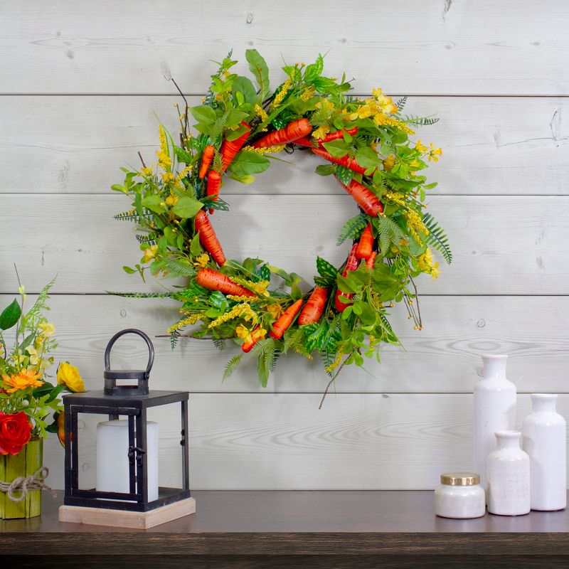 Northlight Carrot and Berry Foliage Easter Floral Spring Wreath, Orange and Yellow 22", 2 of 6