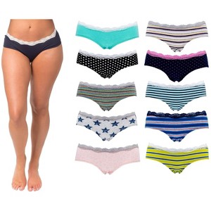 Emprella Women's 10pk Cotton Hipster Cheeky Underwear - 1 of 4