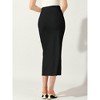 Allegra K Women's Casual Side Split Slit Ribbed Knit Bodycon Basic Midi Pencil Skirts - 4 of 4