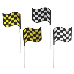 O'Creme Racing Car Flag Cake Toppers, Pack of 4 - 1 of 2