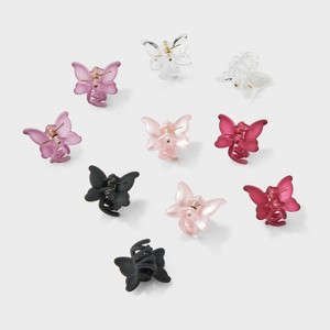Butterfly Claw Hair Clip Set 10pc - Wild Fable™ Red/Light Pink/Black - 1 of 3