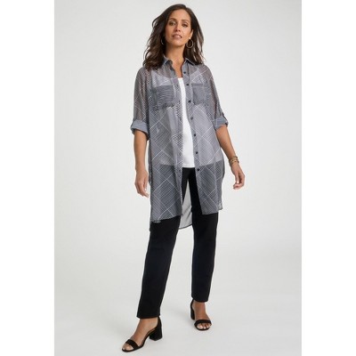 Jessica London Women's Plus Size Sheer Georgette Mega Tunic