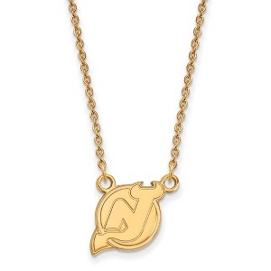 Black Bow Jewelry 14k Yellow Gold New Jersey Devils NHL Necklace 18 Inch - 1 of 4