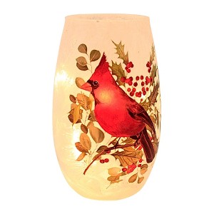 Stony Creek 5.25 In Cardinal Christmas Pre-Lit Small Vase Christmas Lighted Glass Accent , Christmas Decor Christmas Red Bird (1PC) - 1 of 4