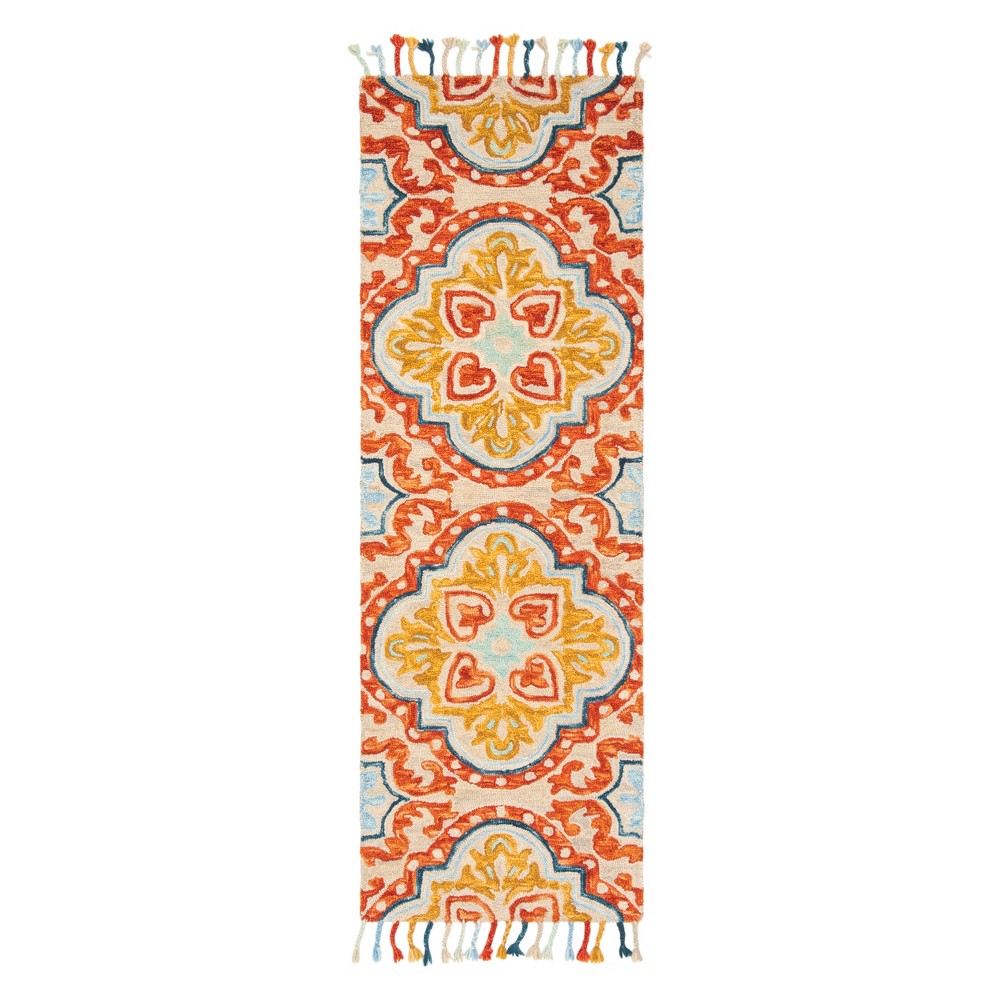 2'3inx7' Runner Medallion Tufted Beige/Rust - Safavieh