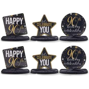 Sparkle and Bash 6 Pcs 90th Birthday Party Supplies Honeycomb Centerpieces Table Decorations, 12 x 11 inches