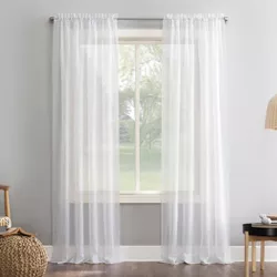 120"x51" Erica Crushed Sheer Voile Rod Pocket Curtain Panel White - No. 918