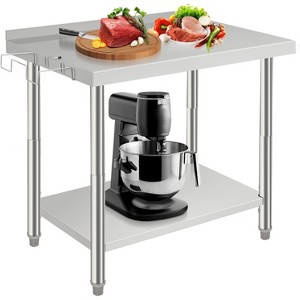 Heavy Duty Stainless Steel Work Table, Adjustable Height Utility Table for Home, Garage, and Restaurant Use - 1 of 4