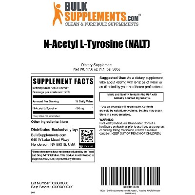 BulkSupplements N-Acetyl L-Tyrosine (NALT) Powder