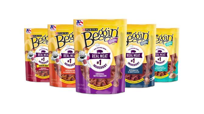 Purina Beggin' Strips Bacon & Beef Flavor Chewy Dog Treats, 2 of 9, play video