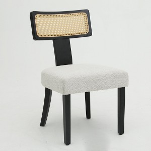 Hrinhom Sets of 2 Mid Century Modern Dining Chairs, Solid Wood and Rattan Back, Armless Chairs with Cushions - 1 of 4
