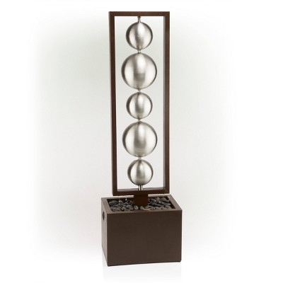 55" Silver and Brown Stainless Steel Column Fountain