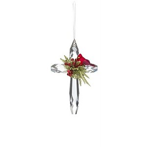 Ganz Kissing Krystal Collection Mistletoe Cardinal on Acrylic Cross, 7 Inches - 1 of 1