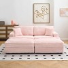Modern 88.6" Corduroy Deep Seat Sofa with 2 Storage Ottomans, Cloud-Like Comfy 3-Seater Couch for Living Room or Small Spaces–The Pop Home - 2 of 4