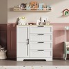 43.3'' Small Wardrobe Closet, Wardrobe Cabinet with Door, 4 Drawers and Handing Rod, Wooden Clothes Cabinet 4 Drawer Dresser - 4 of 4
