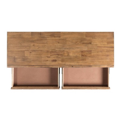 Tanner Light Walnut Industrial Sofa Table with Storage