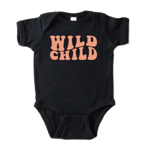The Juniper Shop Wild Child Wavy Baby Short Sleeve Bodysuit - 18M - Black - 1 of 4
