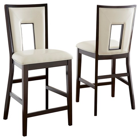 Set Of 2 Broward Counter Height Dining Chairs Wood White Brown