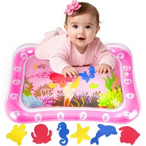 LotFancy Tummy Time Mat, Inflatable Baby Water Play Mat for Infants, Toddler 3 to 12 Months, Pink - 1 of 4