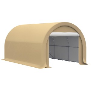 10' x 16' Carport, Heavy Duty Portable Garage Storage Tent with Large Zippered Door, Anti-UV PE Canopy Cover for Car, Truck, Boat, Motorcycle, Bike - 1 of 4