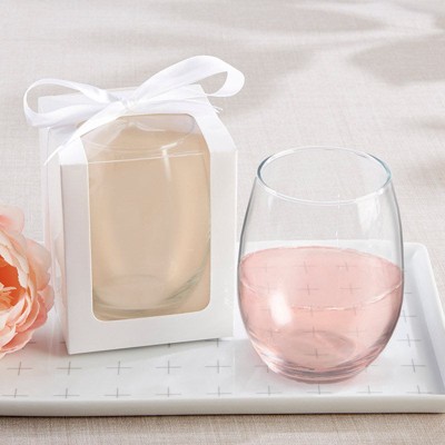 Clear 9 oz Stemless Wine Glass Set of 12