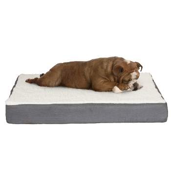 Orthopedic Dog Bed - 2-Layer 30x20.5-Inch Memory Foam Pet Mattress with Machine-Washable Cover for Medium Dogs up to 45lbs by PETMAKER (Gray)