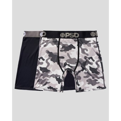 PSD Men's Camo Print Boxer Briefs 2pk - Gray/Black