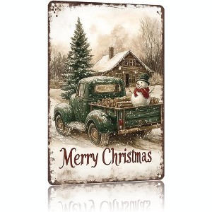 Lomsoe Vintage Christmas Metal Sign Rustic Farmhouse Decor 8x12inch Tin Wall Art Funny Christmas Sign Christmas Decor Christmas Gift - 1 of 1
