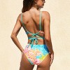 Women's Vibrant Floral Back Tie One-Piece Swimsuit - Cupshe - 3 of 3