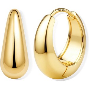 14K Gold & Silver Plated Chunky Hoops | Sterling Silver Posts, Hypoallergenic & Lightweight - 1 of 4