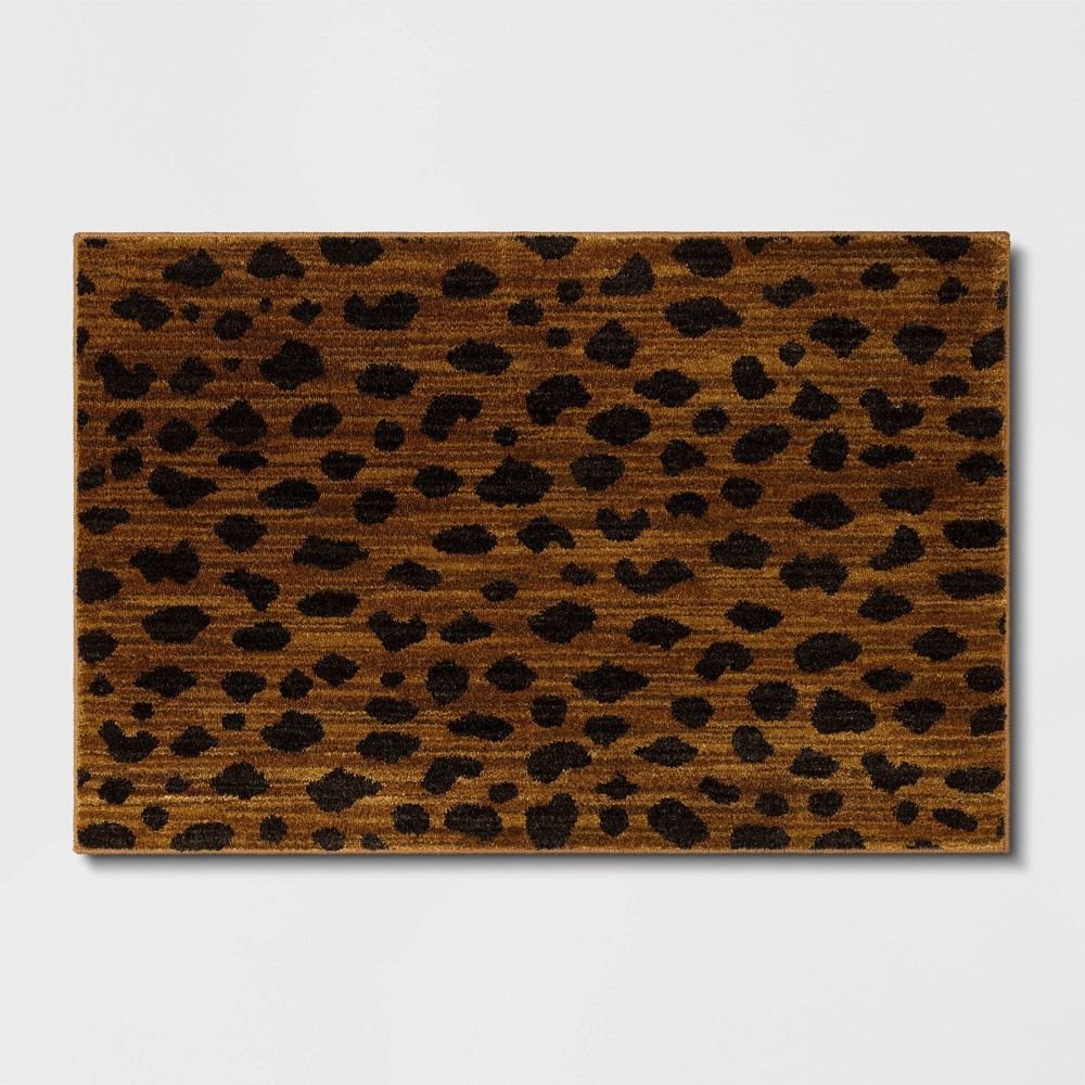  Daffodil Leopard Print Woven Rug Copper