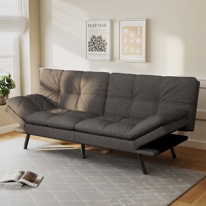 Dyonery 71" Convertible Futon Sofa Bed,Modern Memory Foam Futon Couch with Detachable Cushion,Adjustable Backrest & Armrest - 1 of 4