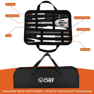 Commercial Chef 10 Piece BBQ Grill Set - Grill Accessories